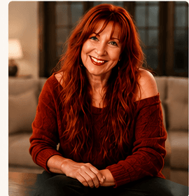 April Roga smiling in a warm indoor setting